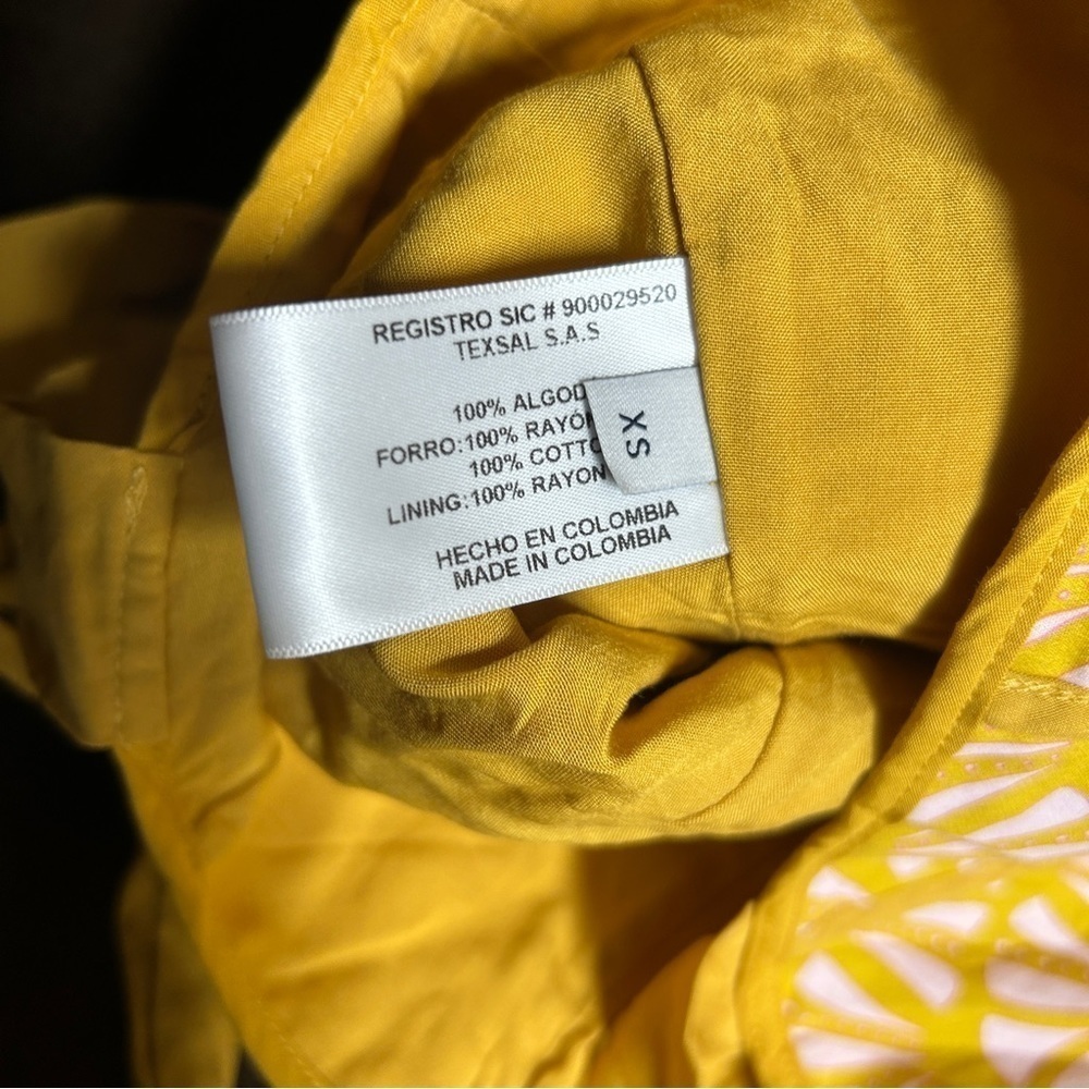 Azulu Coconut Tie-Shoulder Crop Top yellow & pink with gold hardware XS SOLD OUT - Picture 7 of 9